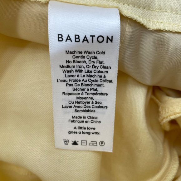 Babaton Aritzia SZ 00 Cohen Cropped Ankle Dress Pants Yellow Pull On Linen Blend - Picture 9 of 10